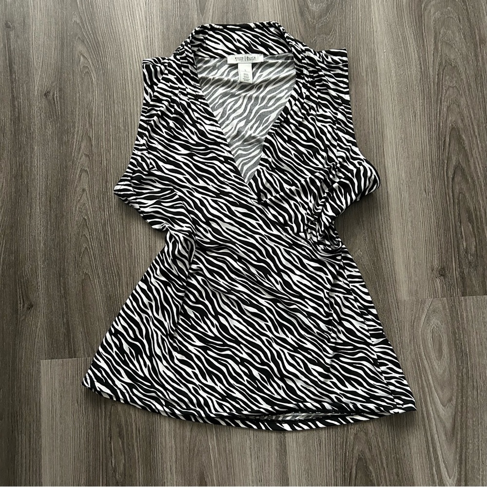 White House Black Market Zebra Print Wrap Blouse